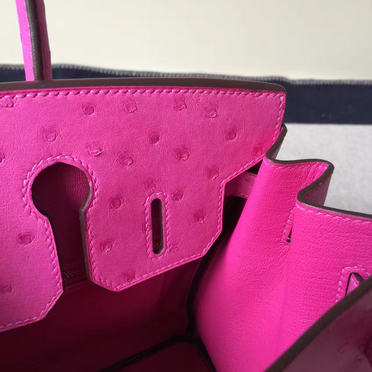 Wholesale Hermes E5 Rose Tyrien Ostrich Leather Birkin30cm Bag