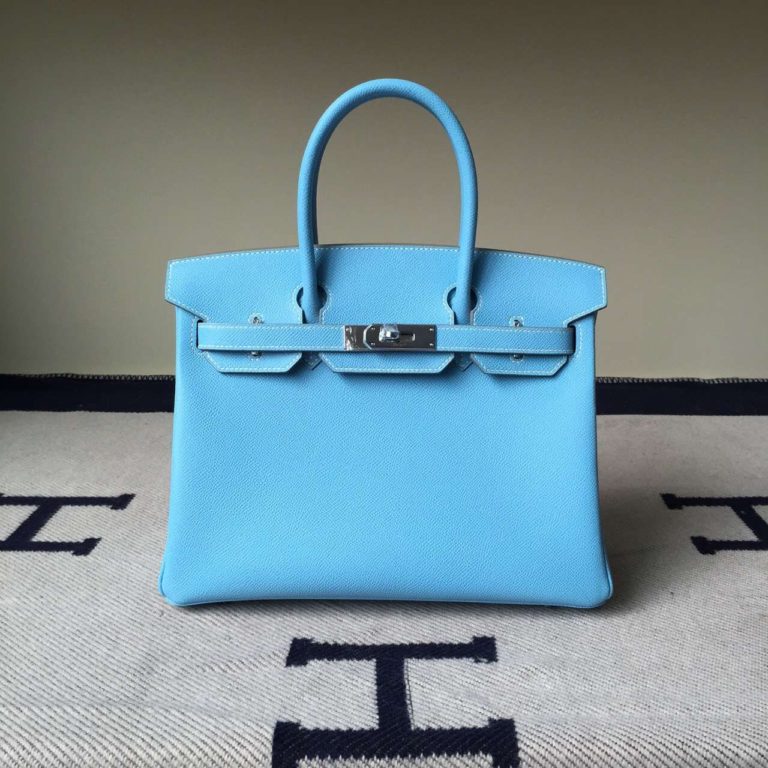 Hermes Birkin 30cm Bag in 7N Sky Blue Epsom Leather