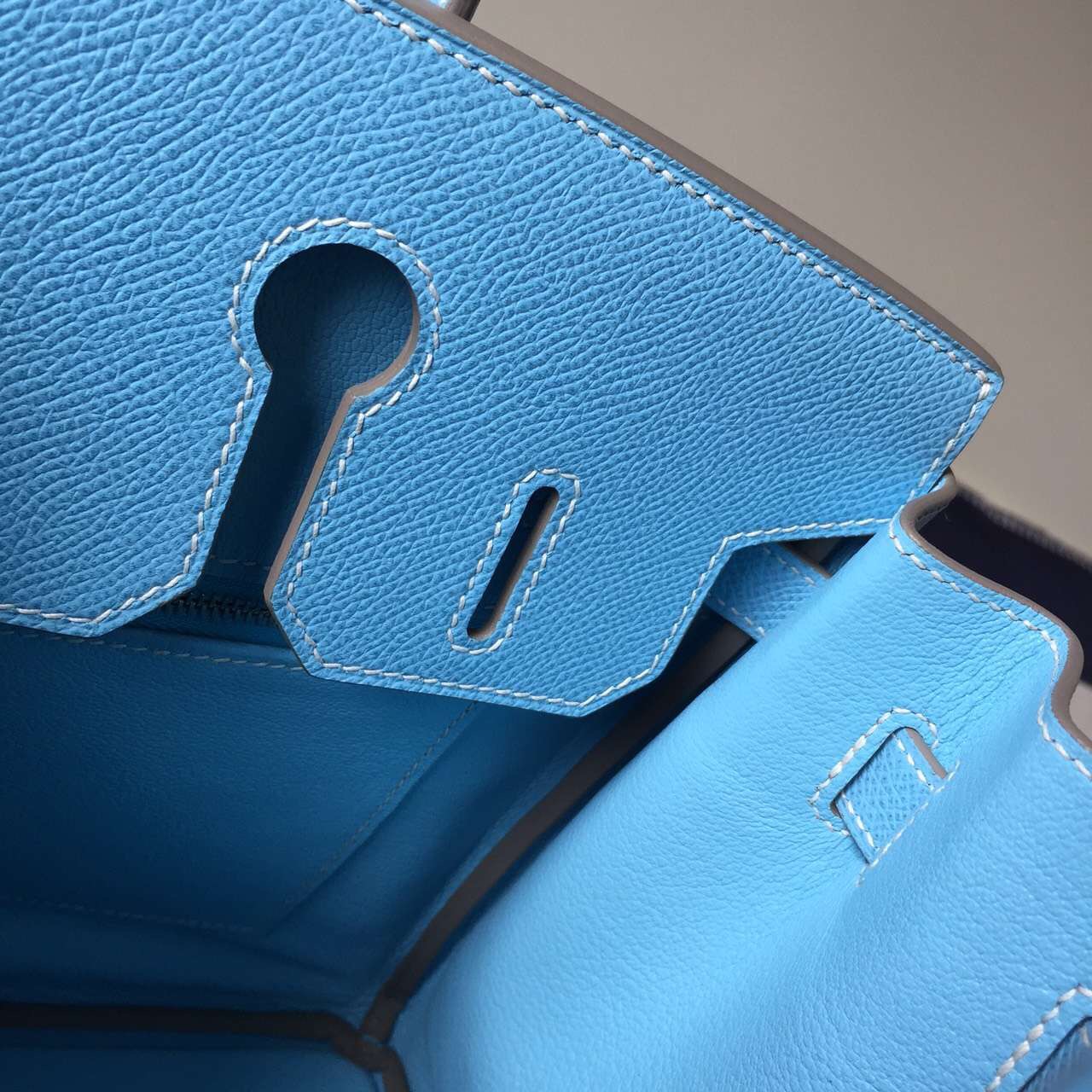 New Fashion Hermes Birkin30cm Bag in 7N Sky Blue Epsom Leather