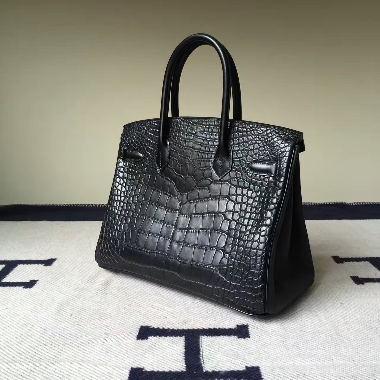 Discount Hermes Black Crocodile Leather&#038;Togo&#038;Box Calf Leather Birkin30cm