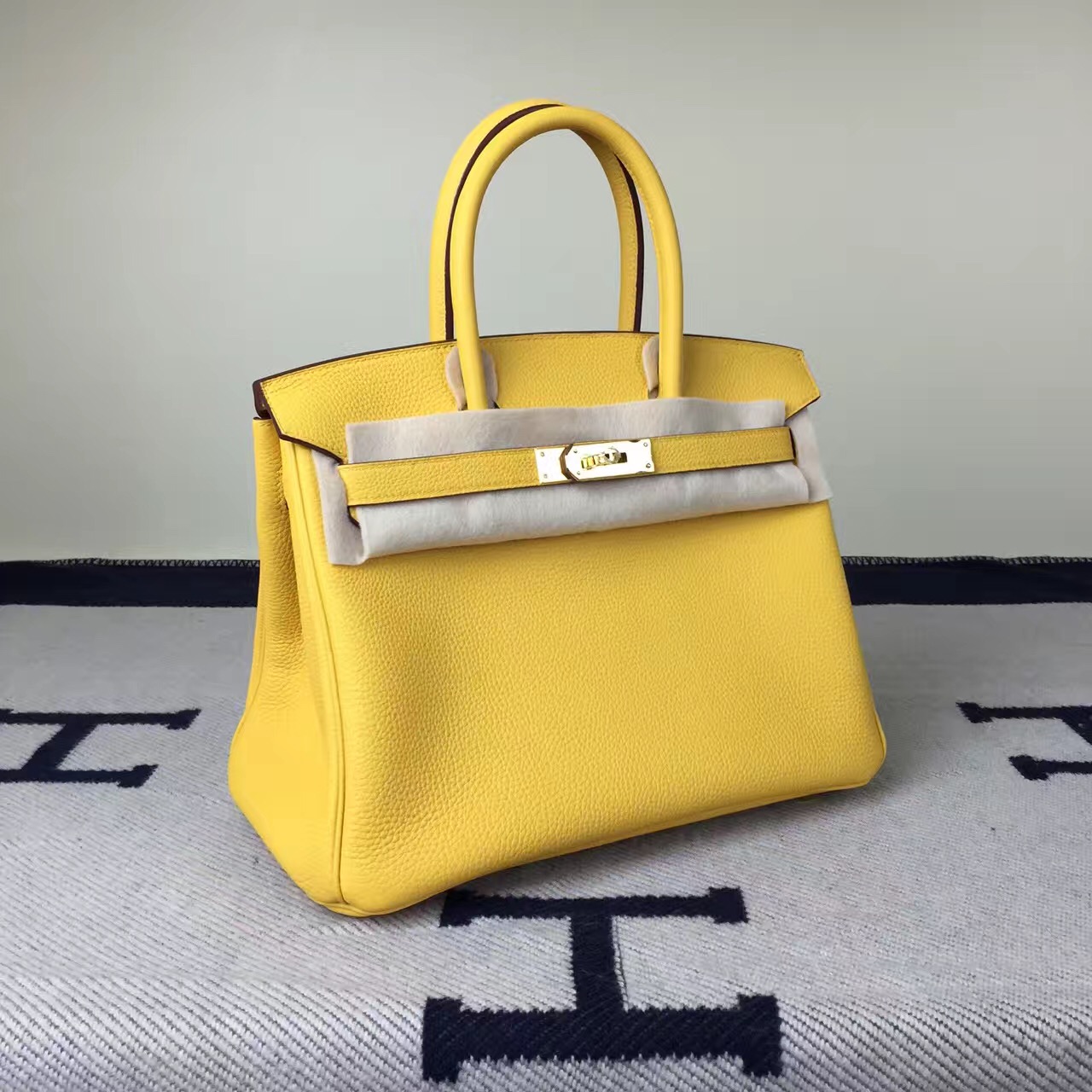 Luxury Women&#8217;s Bag Hermes 1G Mais Yellow Togo Leather Birkin Bag30cm