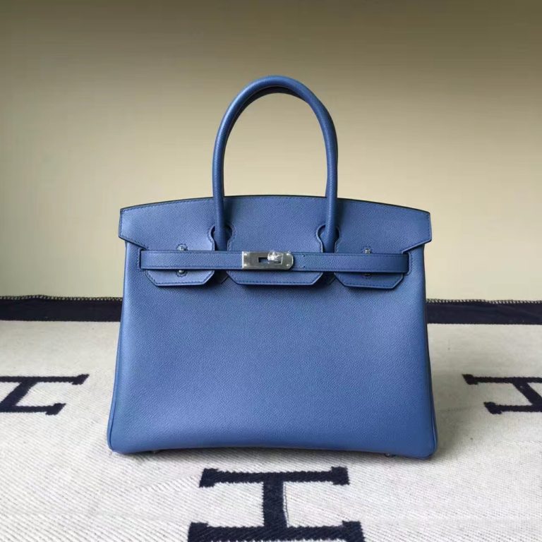 Hermes Birkin Bag 30cm in R2 Agate Blue Epsom Leather