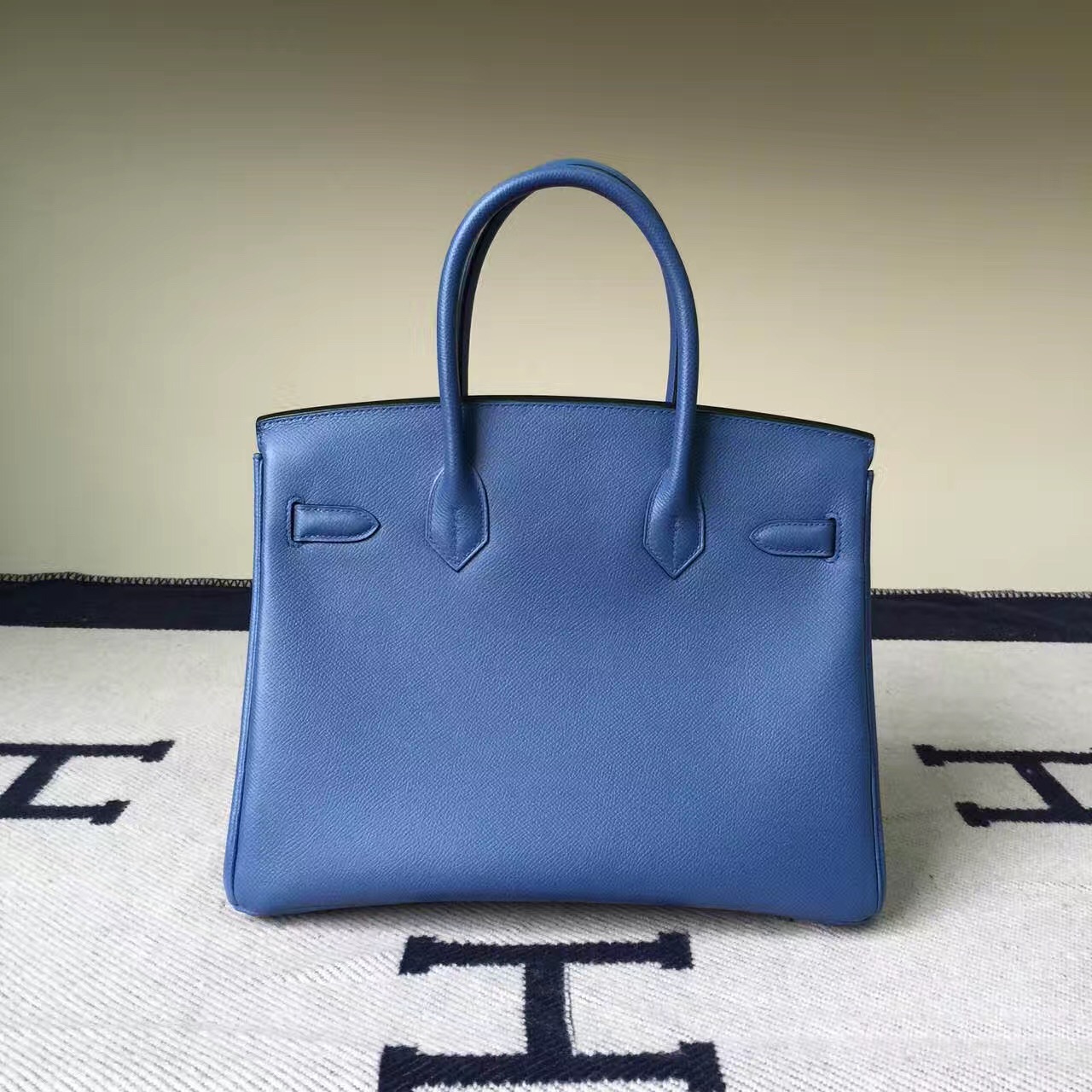 New Arrival Hermes Birkin Bag30cm in R2 Agate Blue Epsom Leather