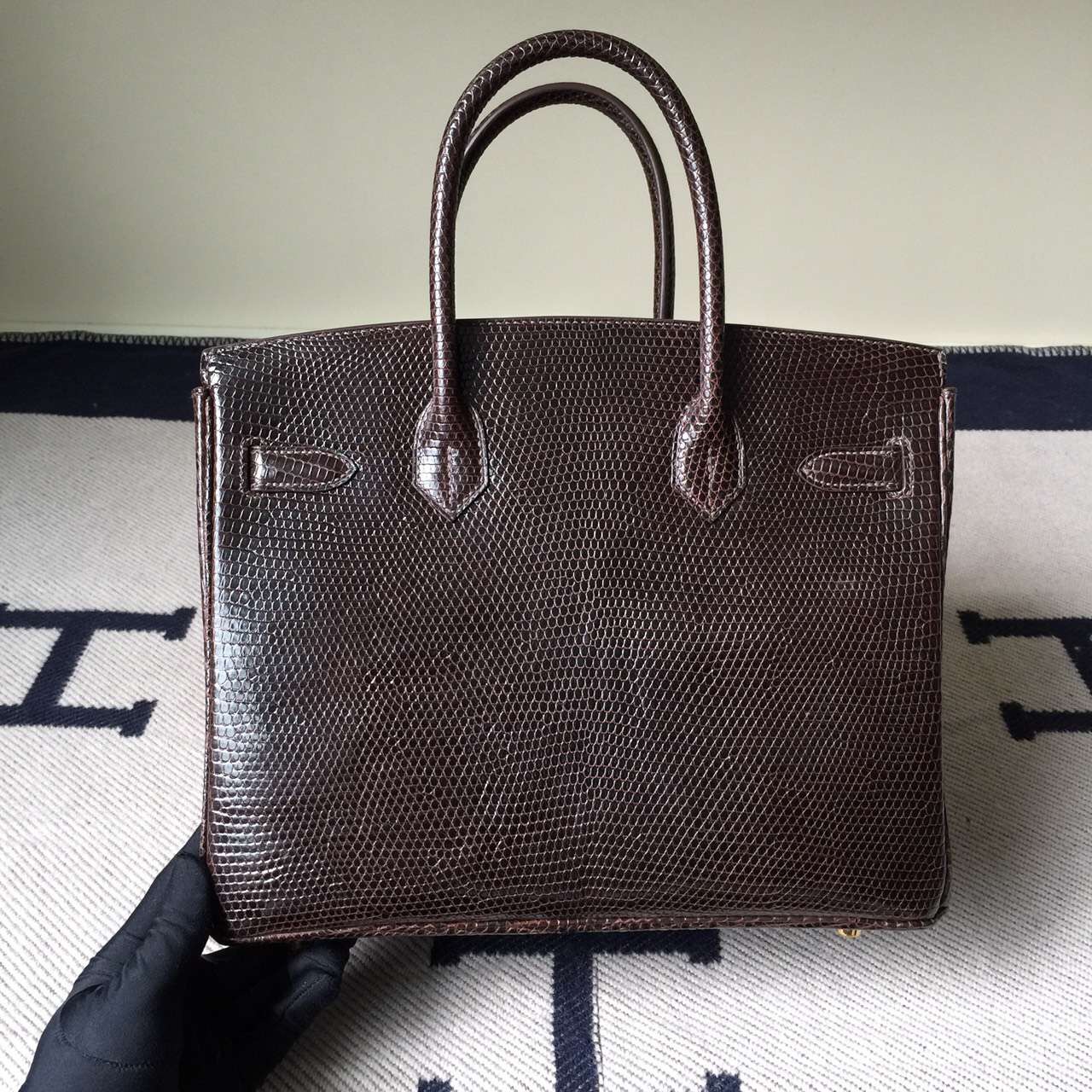Noble Women&#8217;s Handbag Hermes Chocolate Lizard Leather Birkin Bag30cm
