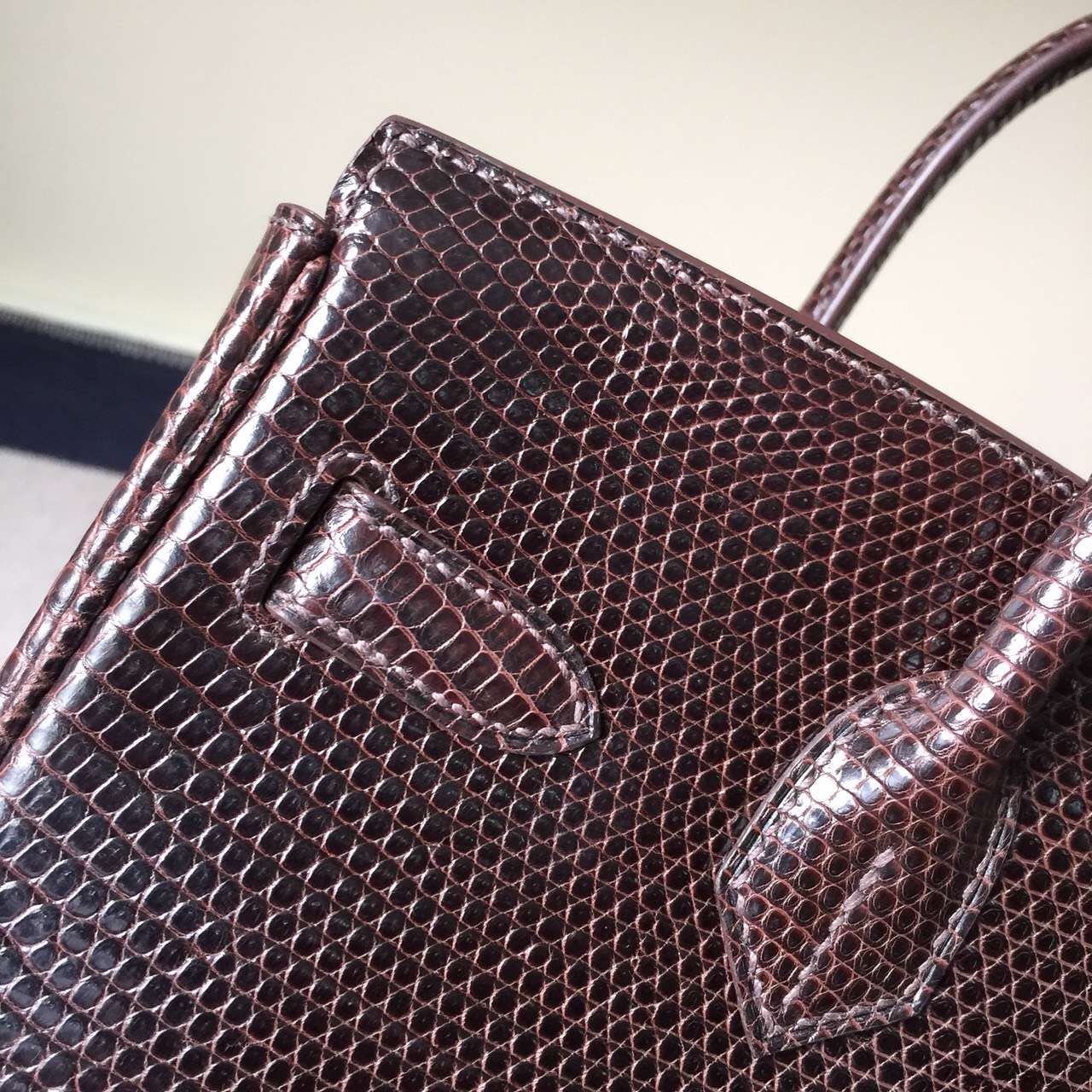 Noble Women&#8217;s Handbag Hermes Chocolate Lizard Leather Birkin Bag30cm