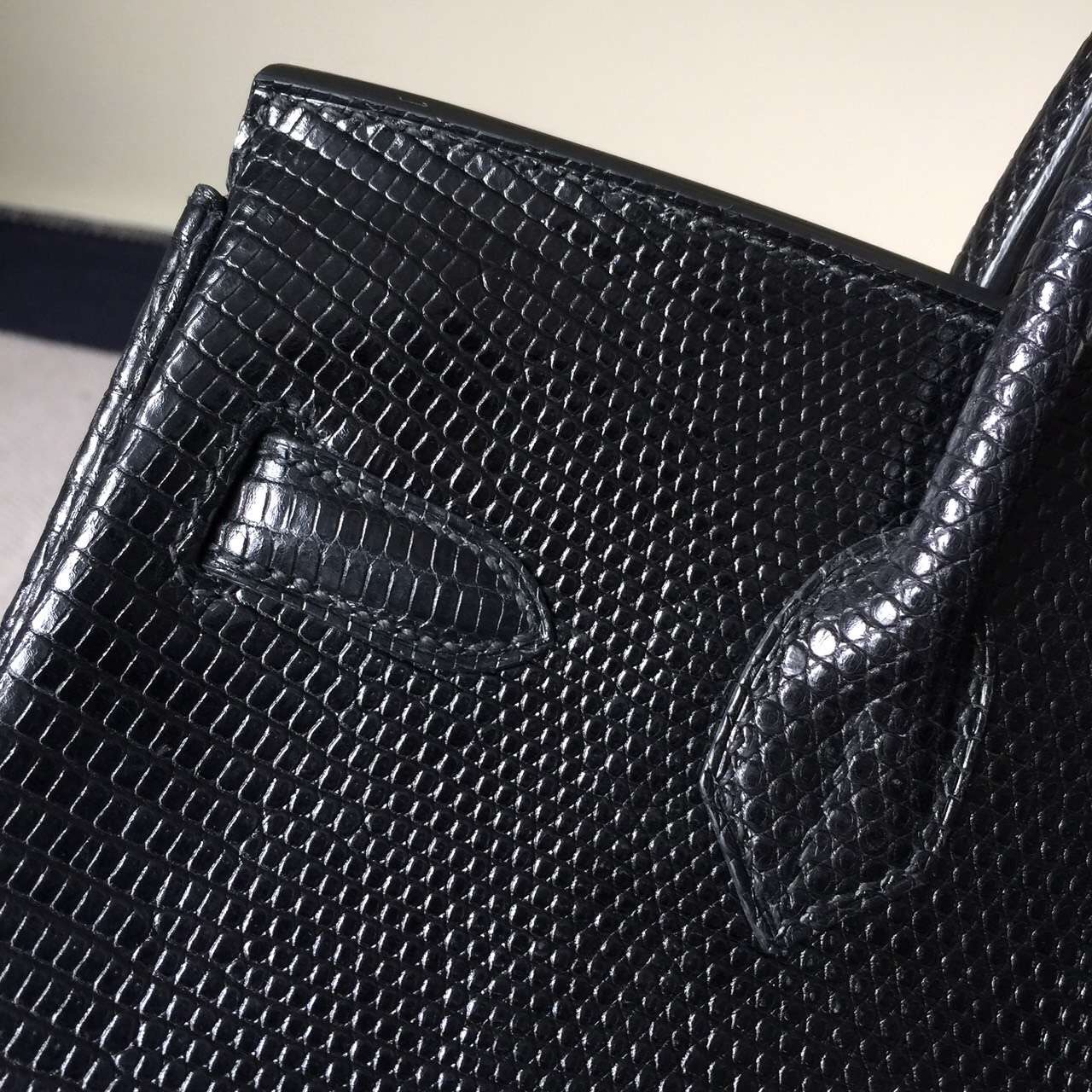 Wholesale Hermes CK89 Black Lizard Shiny Leather Birkin30cm Women&#8217;s Bag