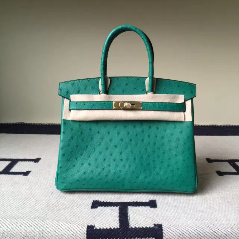 Hermes Mint Green Ostrich Leather Birkin Bag 30cm