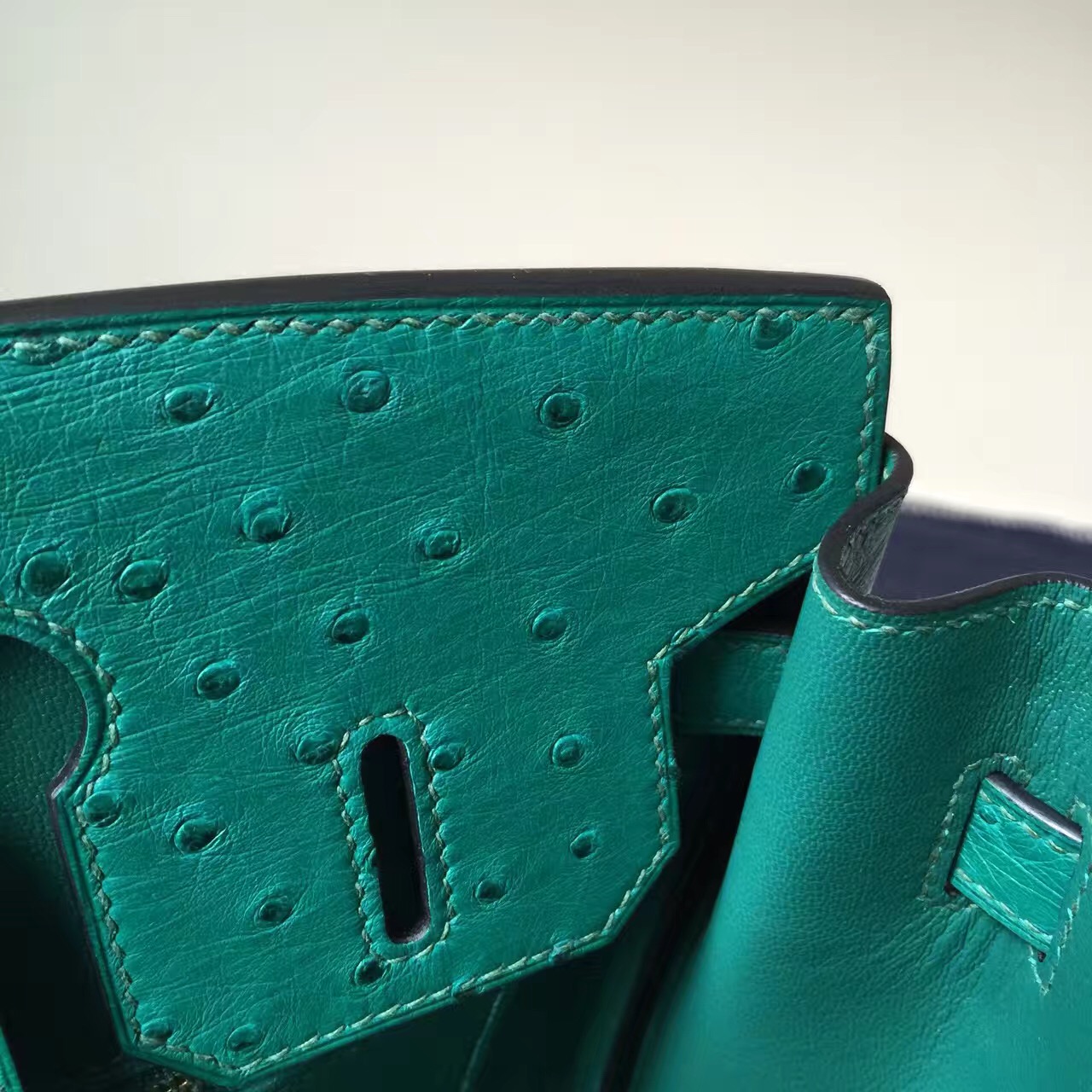 New Arrival Hermes Mint Green Ostrich Leather Birkin Bag30cm