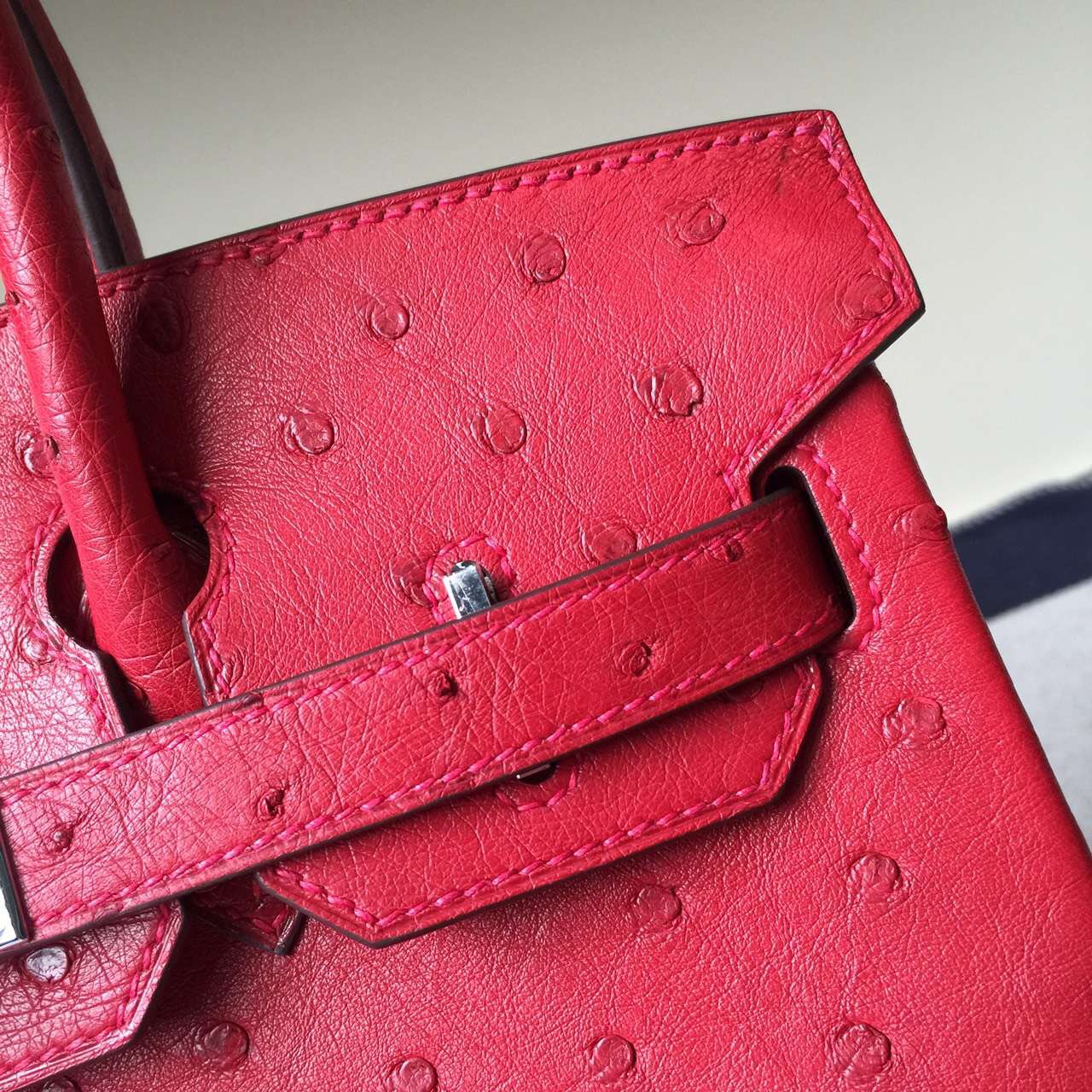 Discount Hermes Ostrich Leather Birkin30cm Bag in Q5 Rouge Casaque