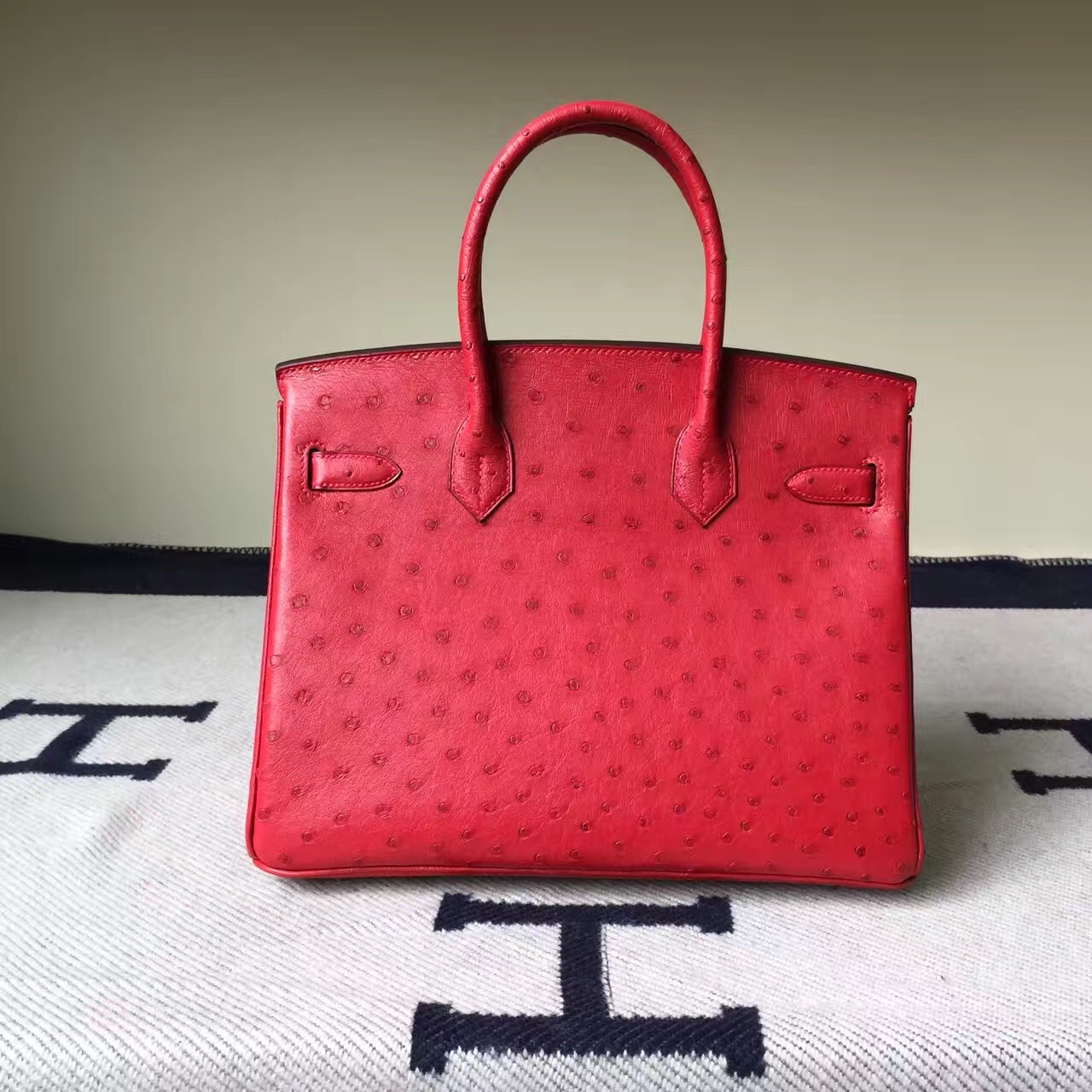 Discount Hermes Ostrich Leather Birkin30cm Bag in Q5 Rouge Casaque