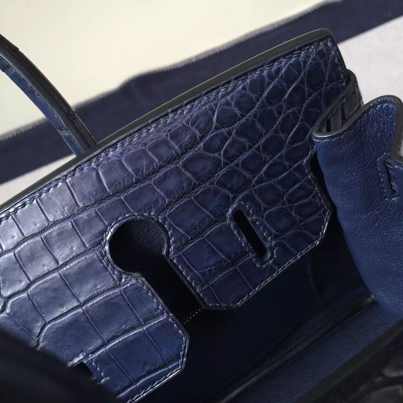 Hermes Bag Website Hermes 7K Blue Saphir Crocodile Matt Birkin Bag30cm