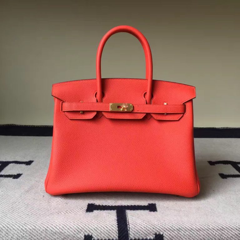 Hermes Birkin 30cm Bag in 9J Orange Togo Calfskin Leather