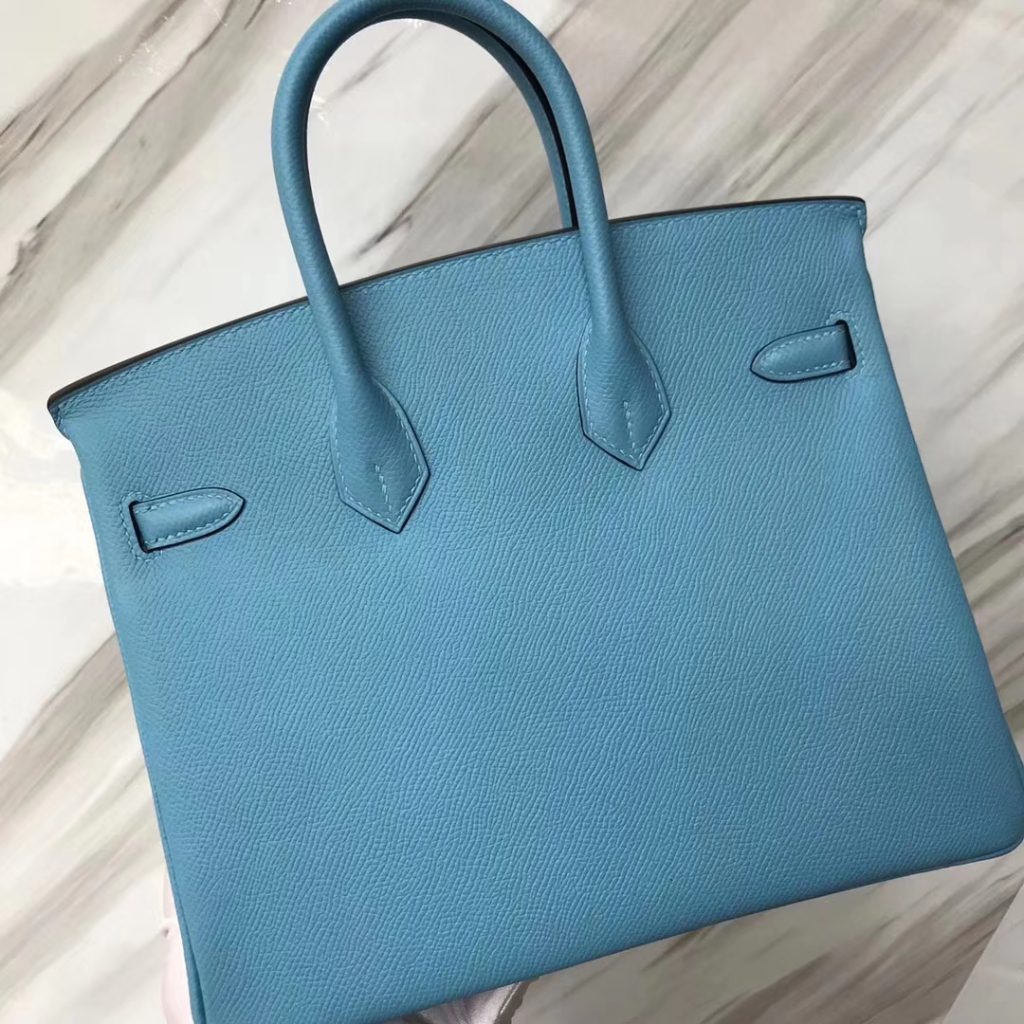 Hermes 2019 New Color P3 Blue De Nord Epsom Calf Birkin25CM Bag Silver Hardware