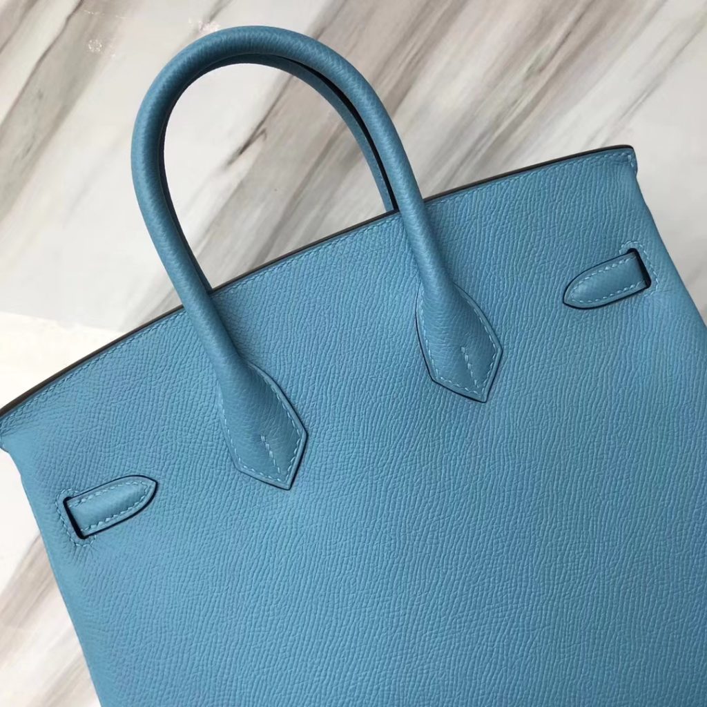 Hermes 2019 New Color P3 Blue De Nord Epsom Calf Birkin25CM Bag Silver Hardware