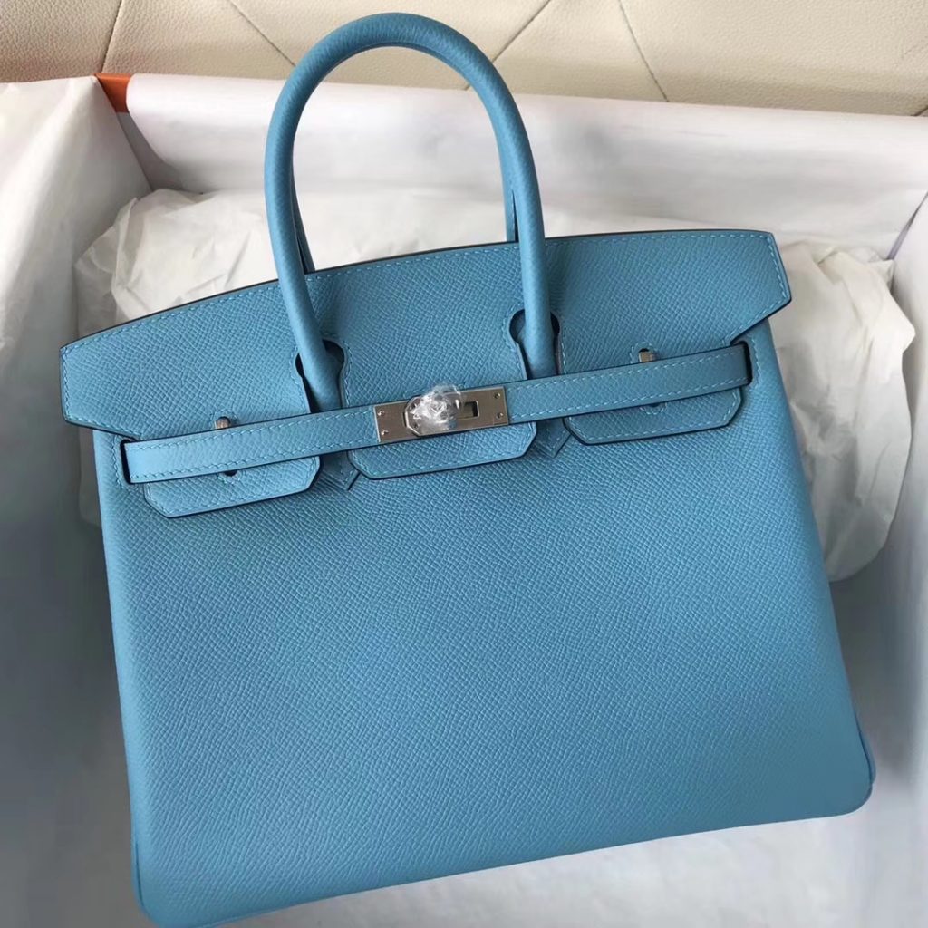 Hermes 2019 New Color P3 Blue De Nord Epsom Calf Birkin25CM Bag Silver Hardware