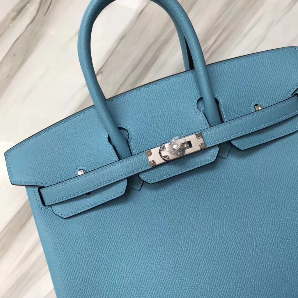 Hermes 2019 New Color P3 Blue De Nord Epsom Calf Birkin25CM Bag Silver Hardware