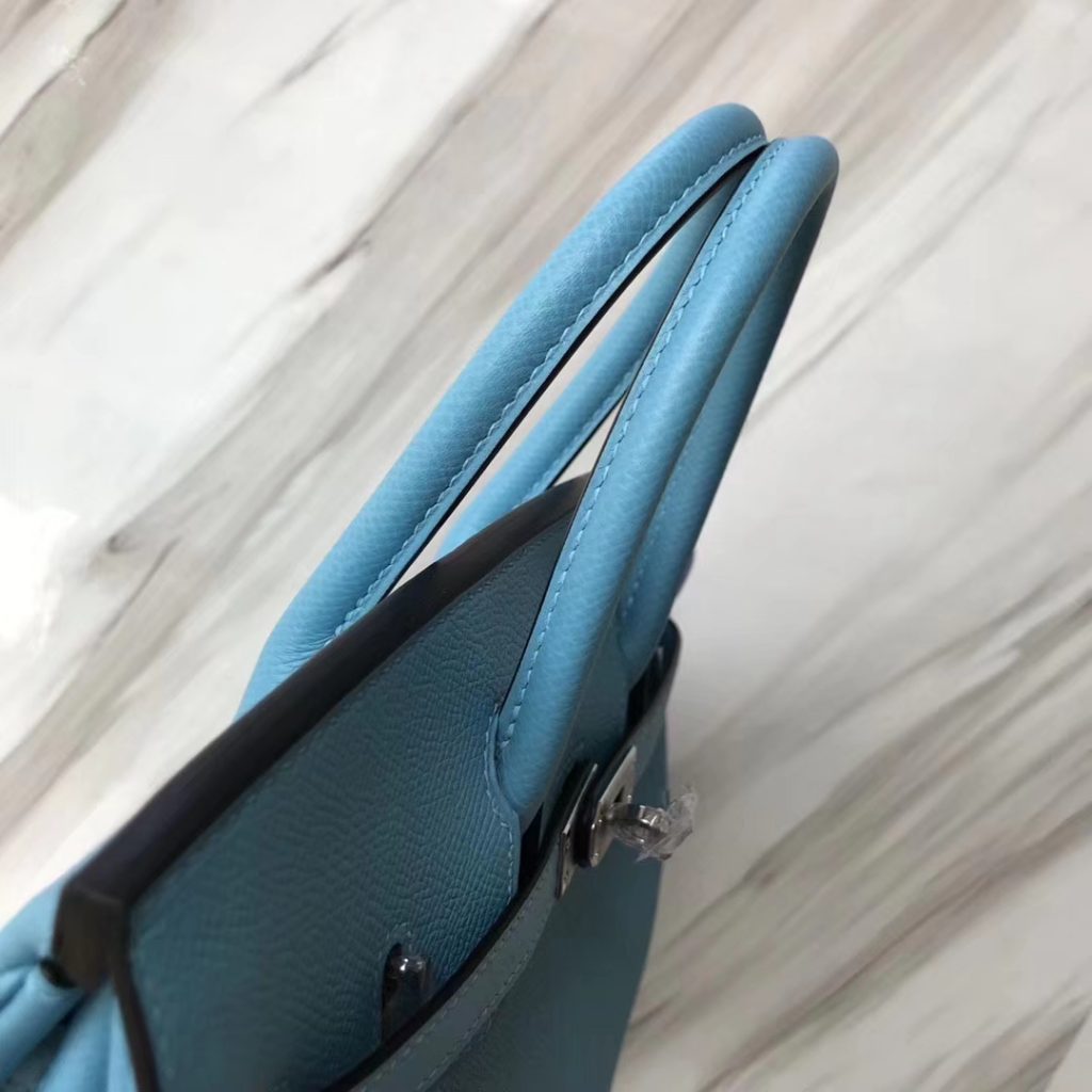 Hermes 2019 New Color P3 Blue De Nord Epsom Calf Birkin25CM Bag Silver Hardware