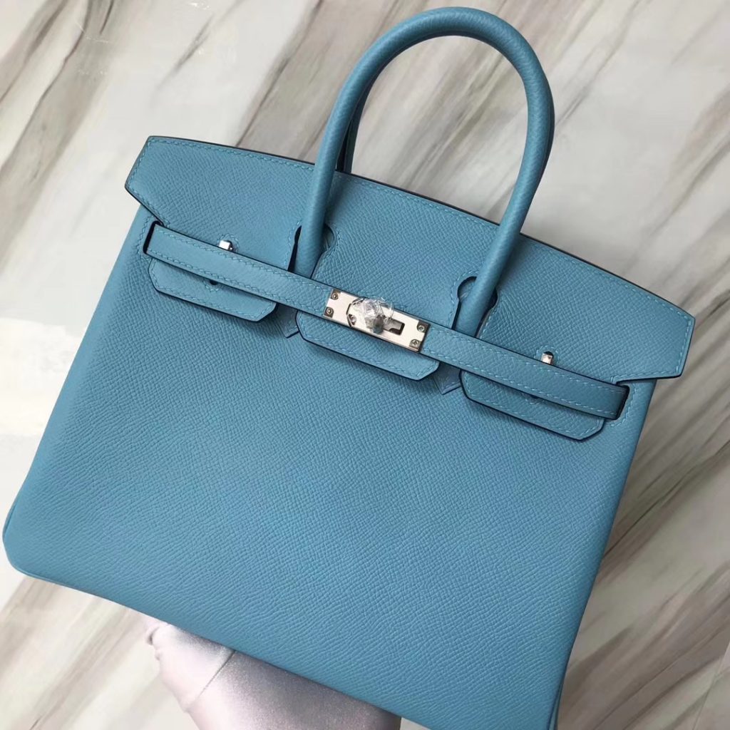 Hermes 2019 New Color P3 Blue De Nord Epsom Calf Birkin25CM Bag Silver Hardware