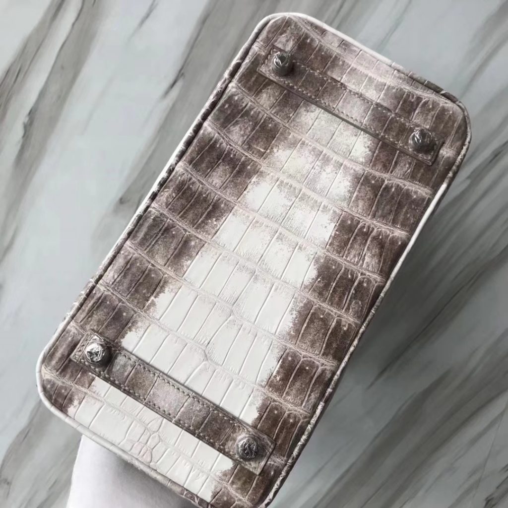 Hand Stitching Hermes Crocodile Birkin Bag25CM in Himalaya Color Silver Hardware