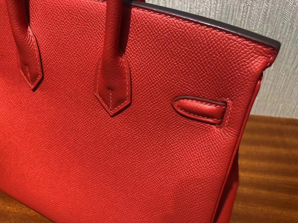 Stock Pretty Hermes 2019 New Color-S3 Rose de Coeur Epsom Birkin25CM Tote Bag Gold Hardware