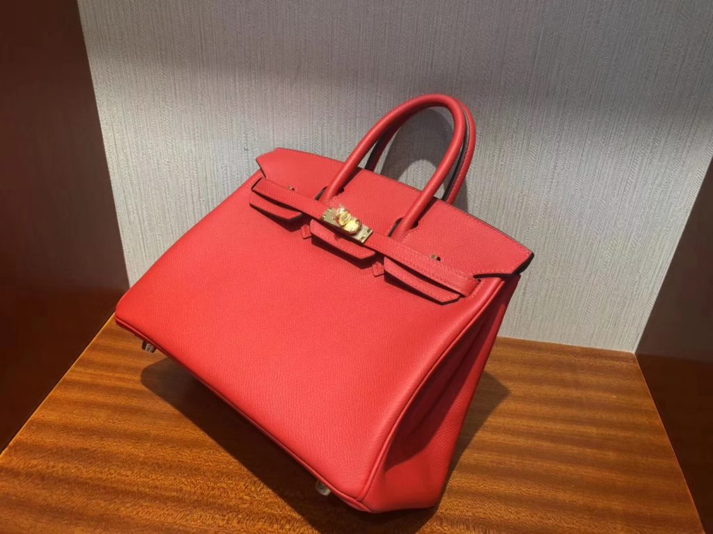Stock Pretty Hermes 2019 New Color-S3 Rose de Coeur Epsom Birkin25CM Tote Bag Gold Hardware