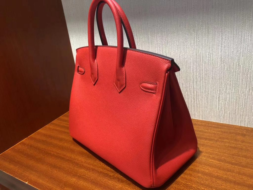 Stock Pretty Hermes 2019 New Color-S3 Rose de Coeur Epsom Birkin25CM Tote Bag Gold Hardware