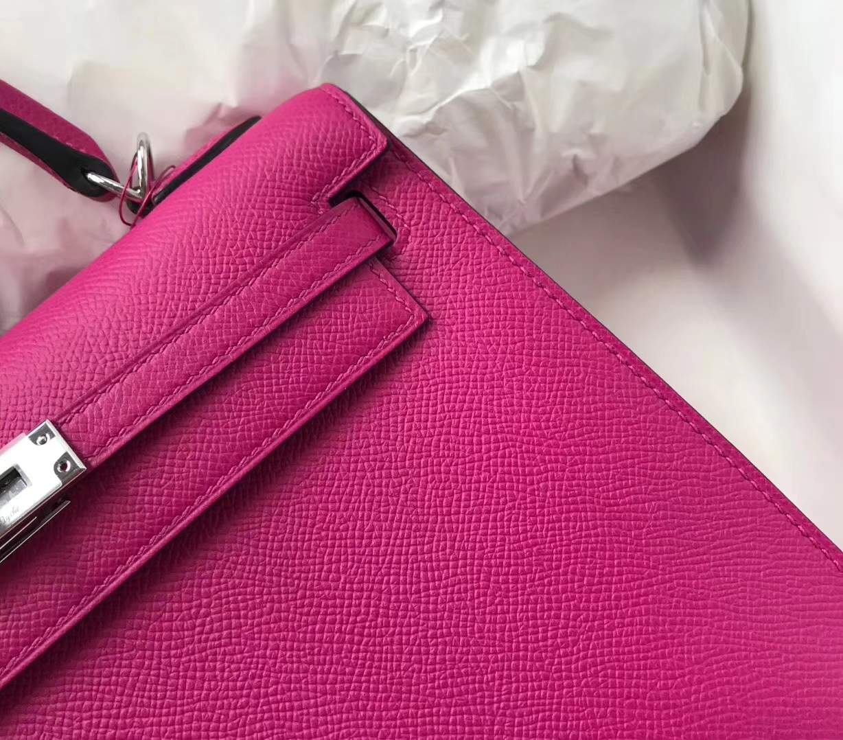 Pretty Hermes L3 Rose Purple Epsom Calf Leather Kelly Bag25CM Silver Hardware