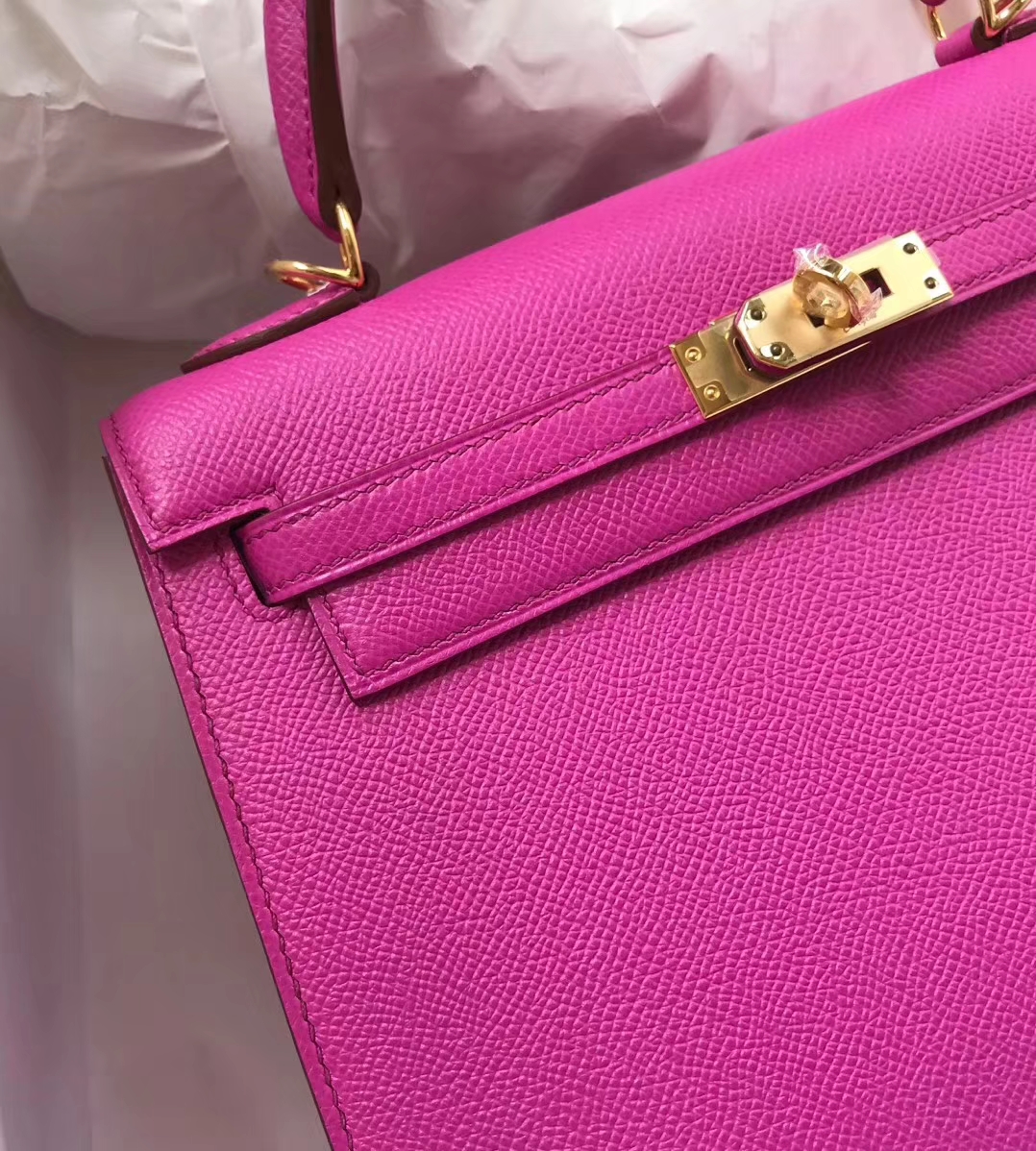 Discount Hermes Epsom Calf Kelly Bag25cm in 9I Rose Magnolia Gold Hardware