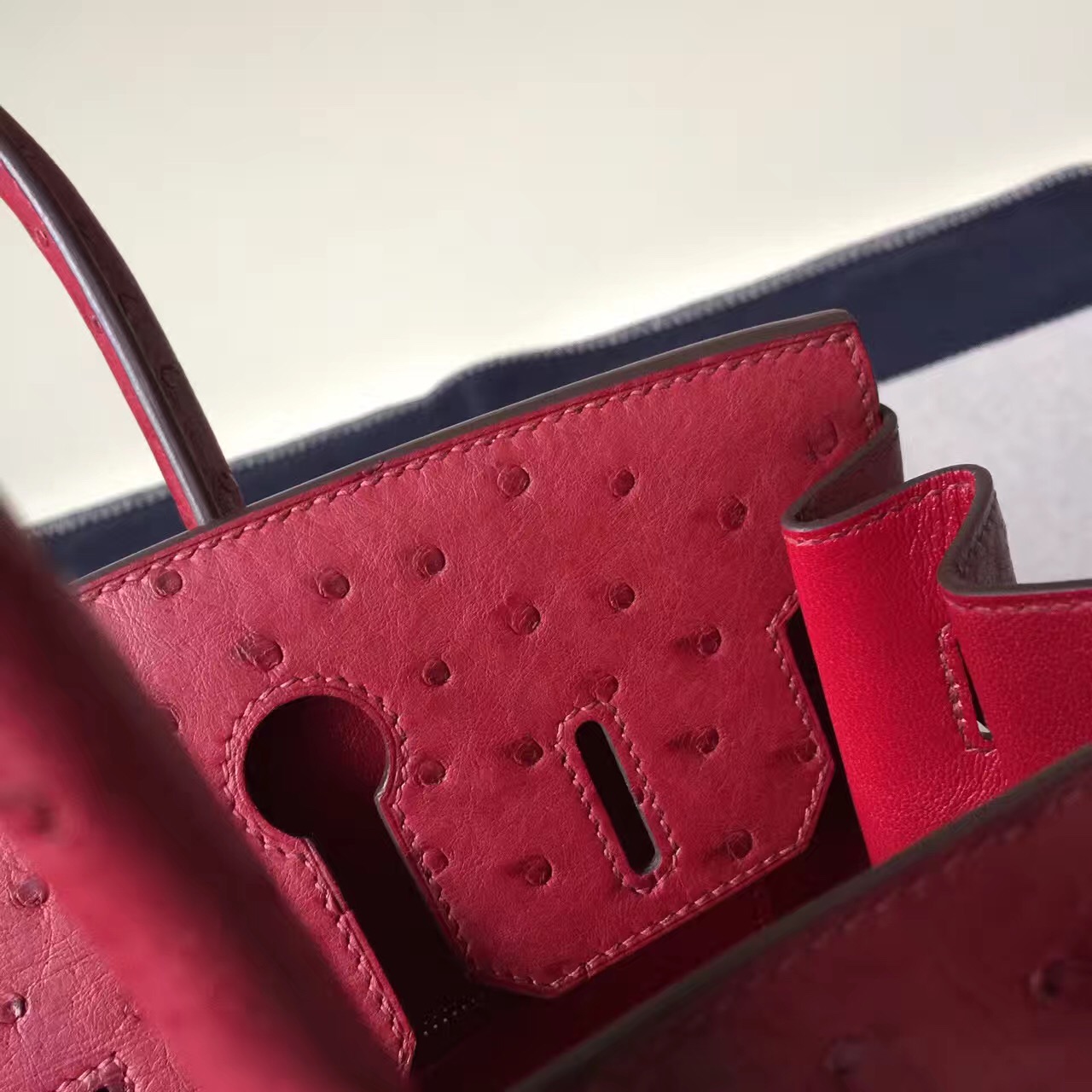 Discount Hermes KK Ostrich Leather Birkin Bag30cm in B5 Ruby Red