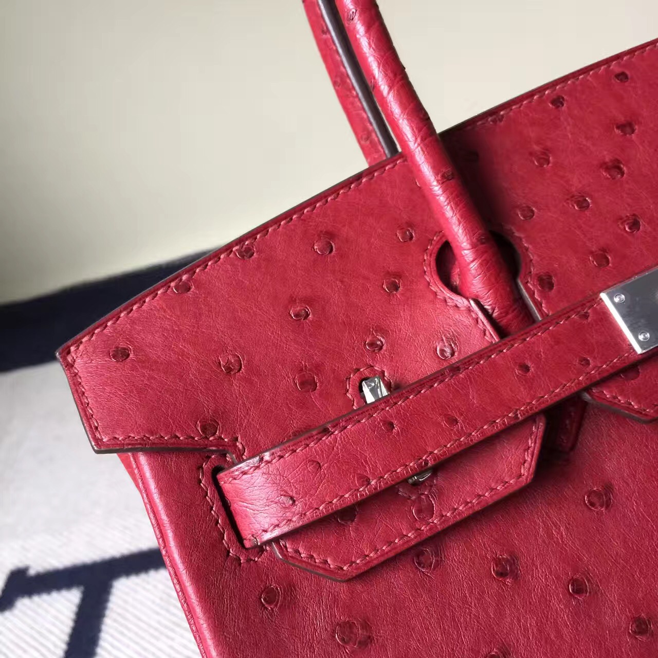 Discount Hermes KK Ostrich Leather Birkin Bag30cm in B5 Ruby Red