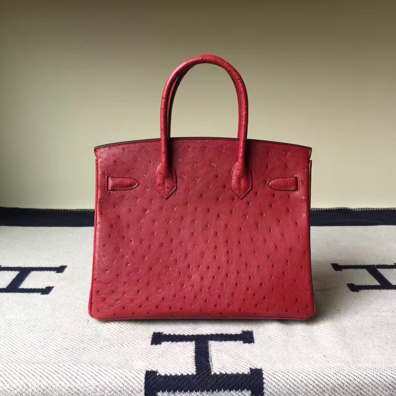 Discount Hermes KK Ostrich Leather Birkin Bag30cm in B5 Ruby Red