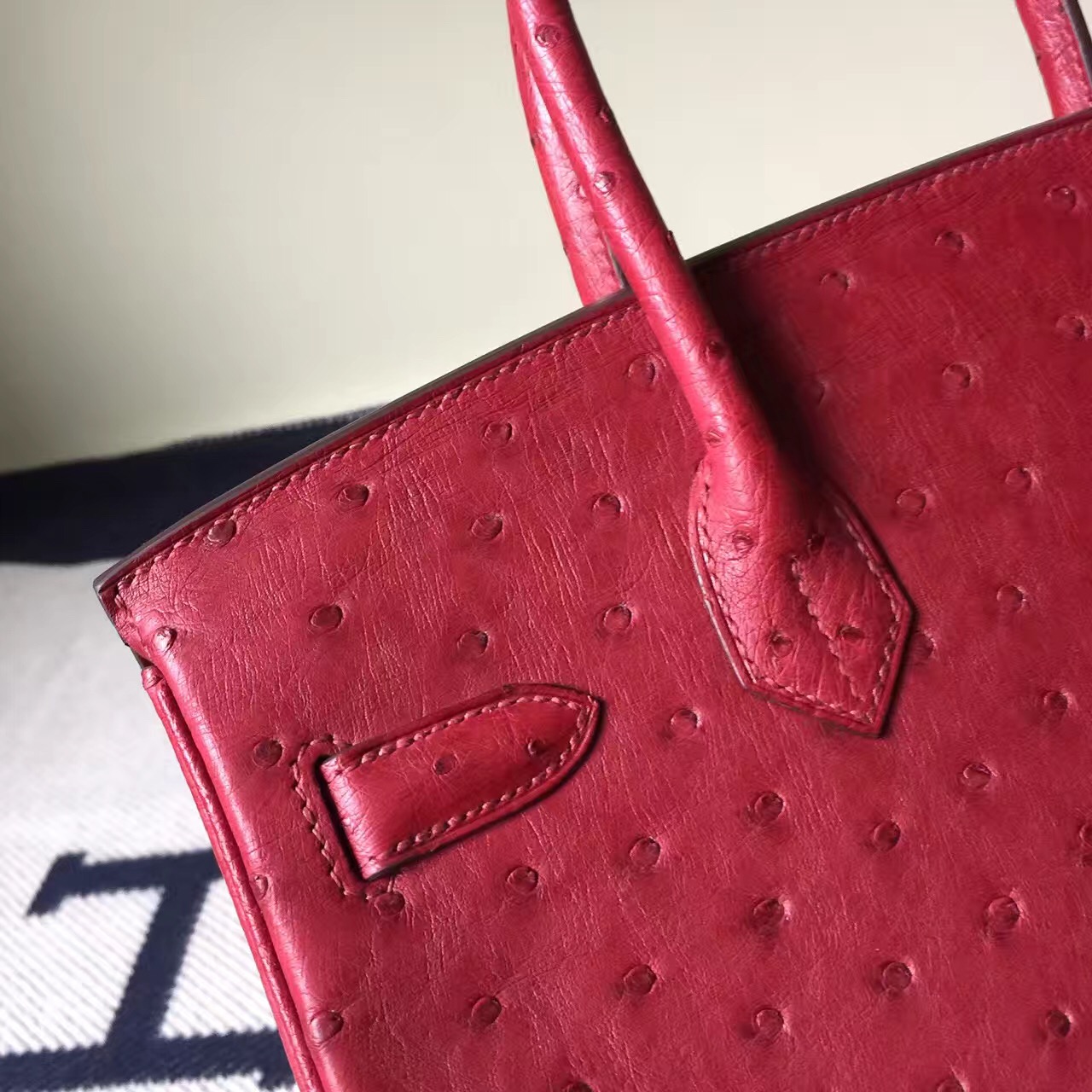 Discount Hermes KK Ostrich Leather Birkin Bag30cm in B5 Ruby Red