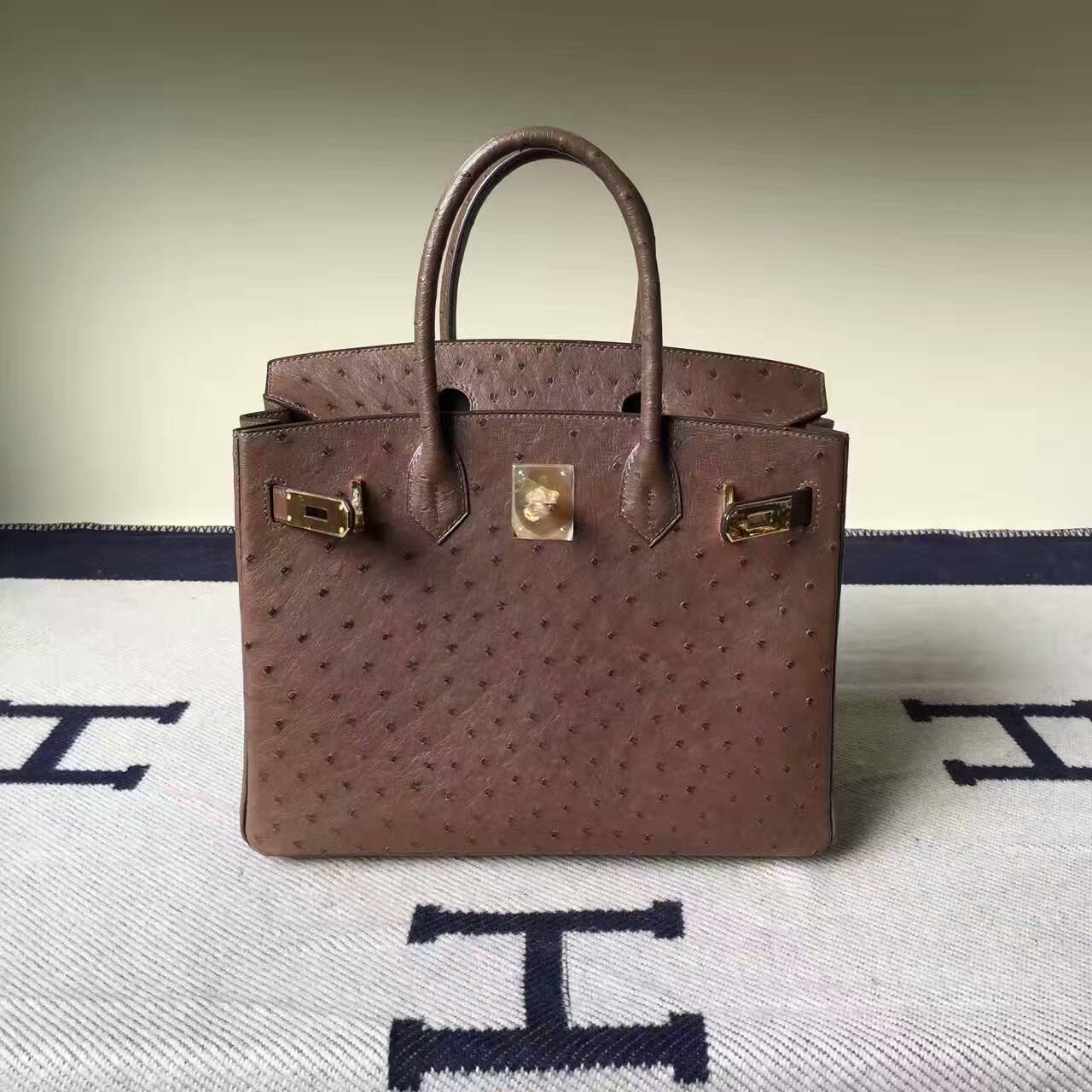 On Sale Hermes Tobacco Color KK Ostrich Leather Birkin30cm Handbag