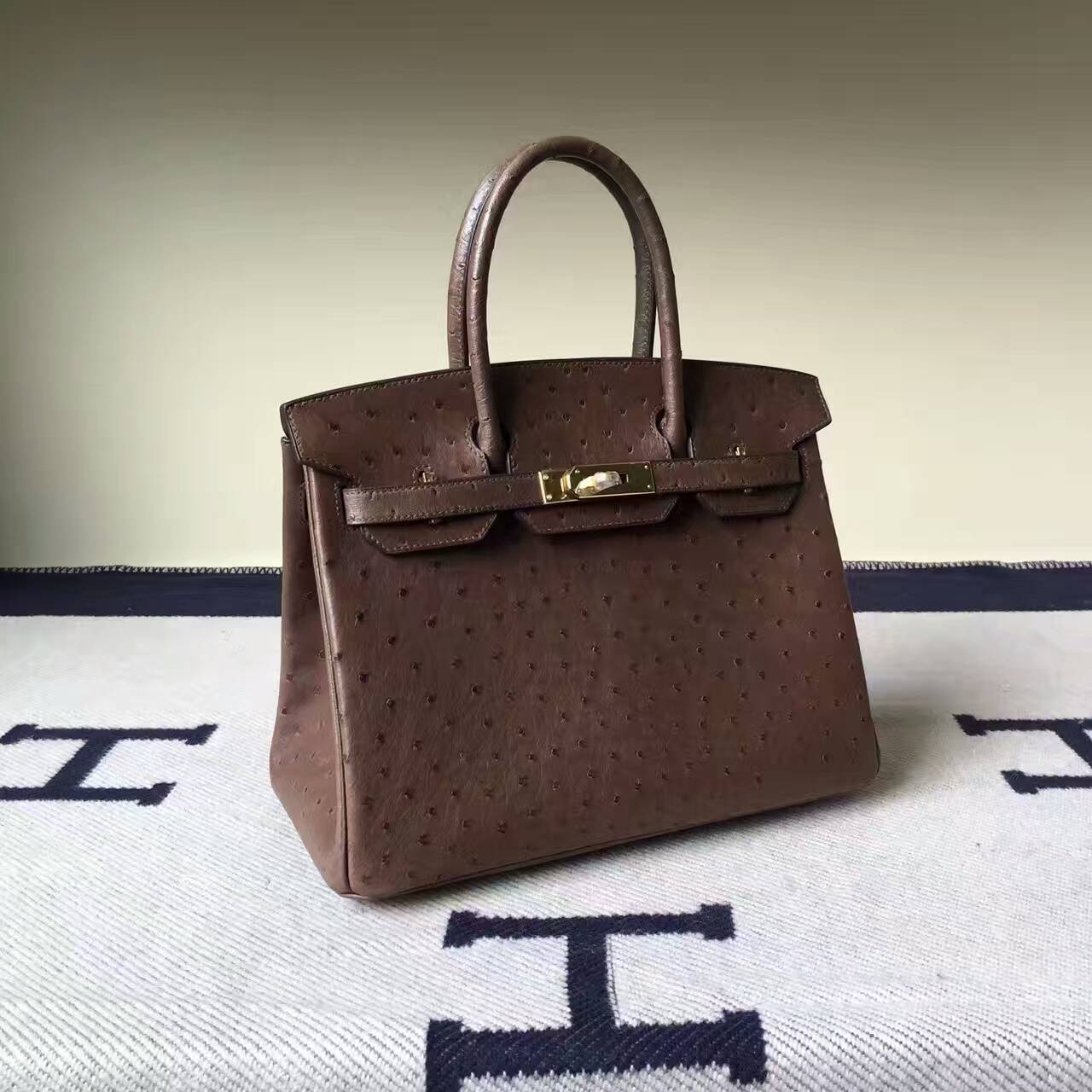 On Sale Hermes Tobacco Color KK Ostrich Leather Birkin30cm Handbag