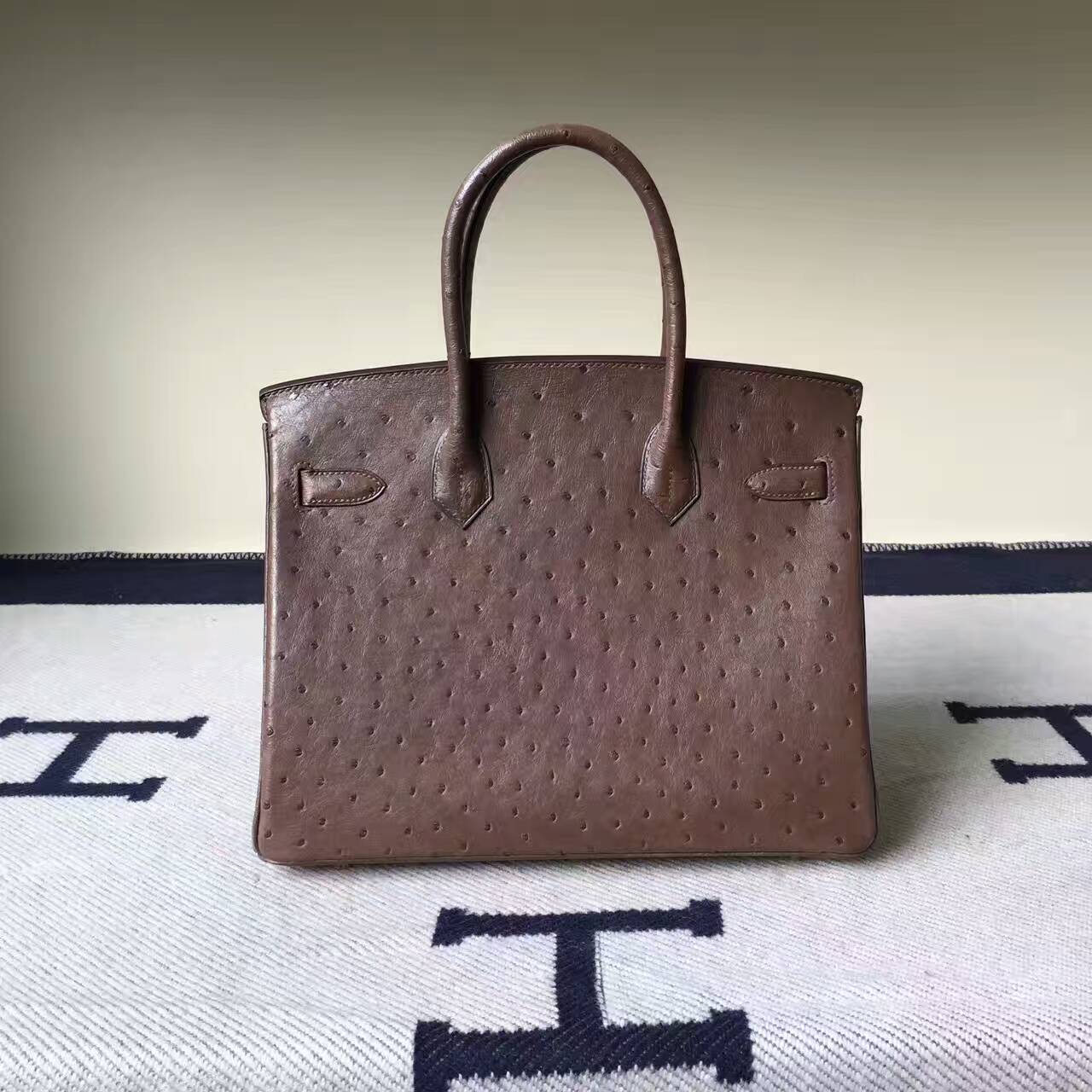 On Sale Hermes Tobacco Color KK Ostrich Leather Birkin30cm Handbag