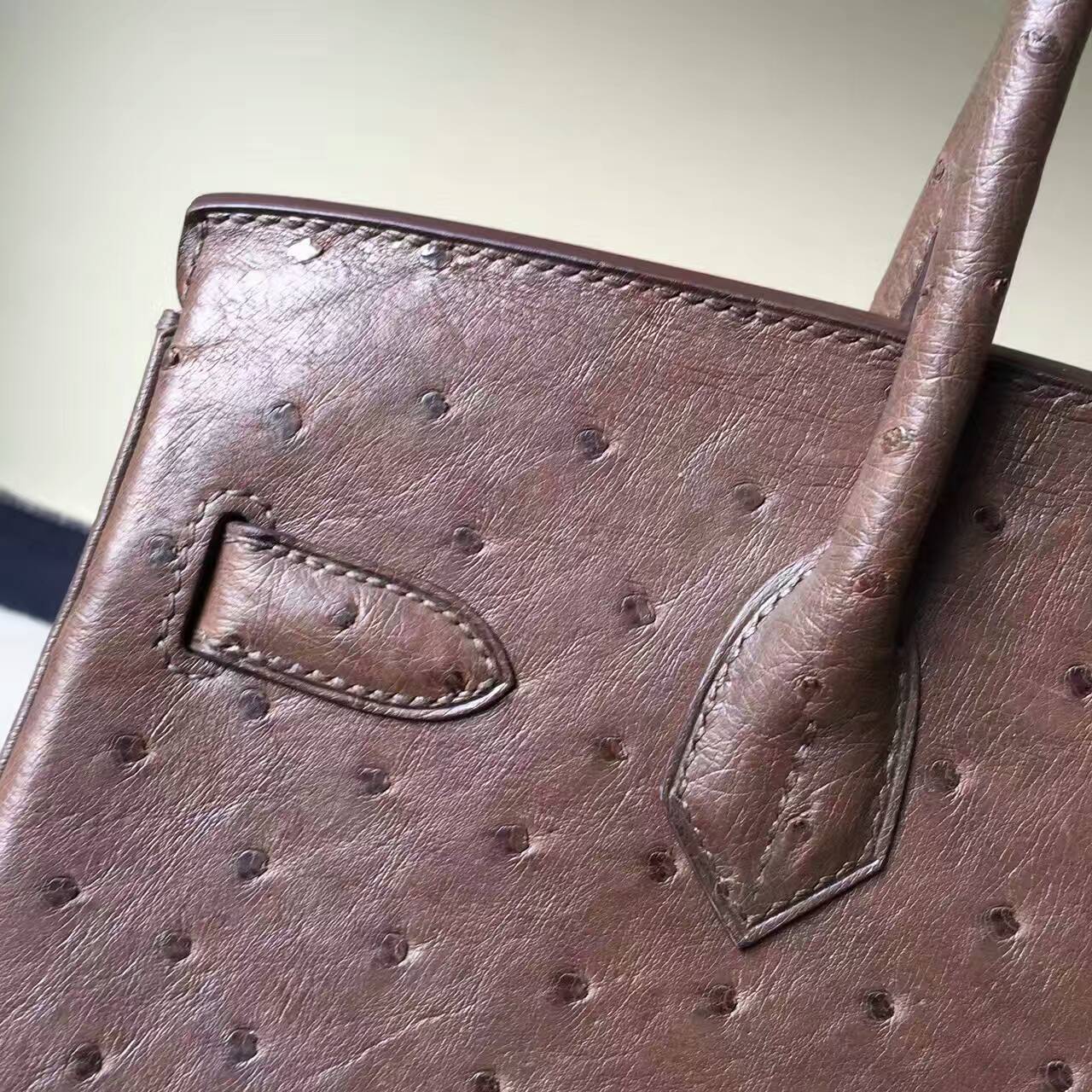 On Sale Hermes Tobacco Color KK Ostrich Leather Birkin30cm Handbag