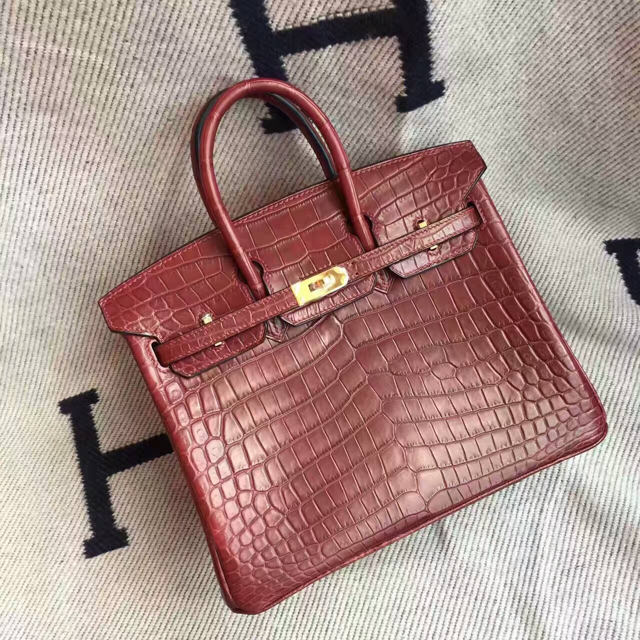 Wholesale Hermes Crocodile Matt Leather Birkin30cm in CK55 Rouge Hermes