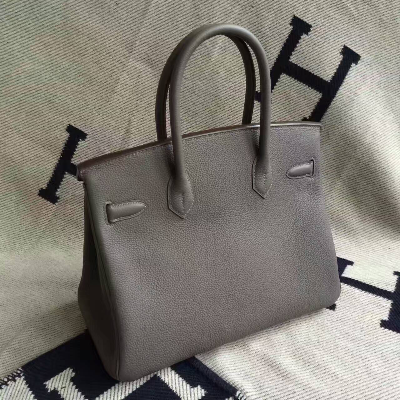 Discount Hermes 8F Etain Grey Togo Calfskin Leather Birkin Bag 30cm