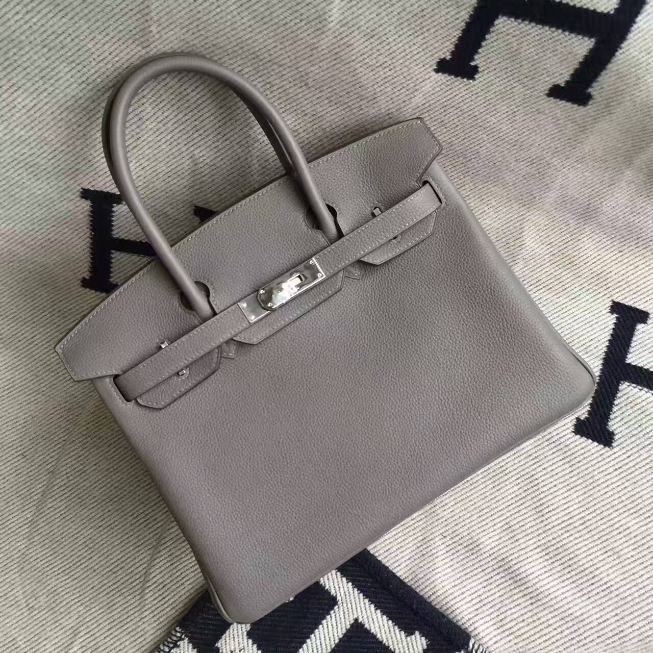 Discount Hermes 8F Etain Grey Togo Calfskin Leather Birkin Bag 30cm