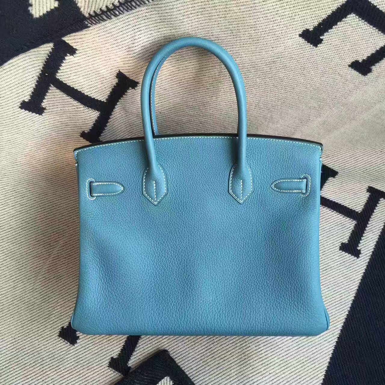 Wholesale Hermes CK75 Blue Jean Togo Calfskin Leather Birkin Bag30cm