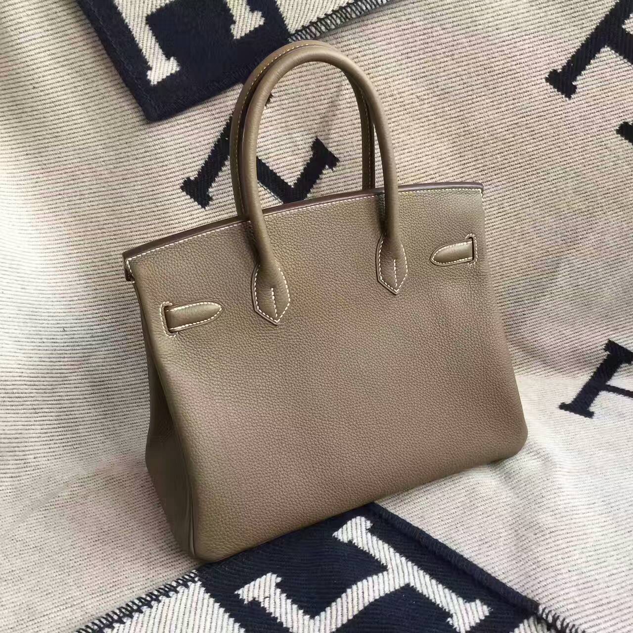 High Quality Hermes C18 Etoupe Grey Togo Calfskin Leather Birkin Bag 30cm