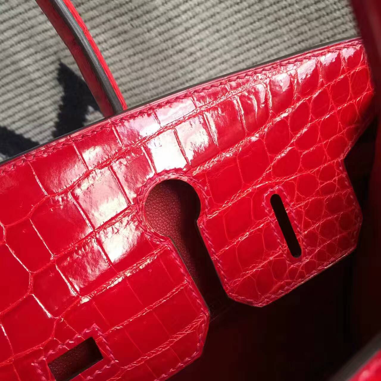 New Fashion Hermes Birkin Bag 30cm in CK95 Braise Crocodile Shiny Leather