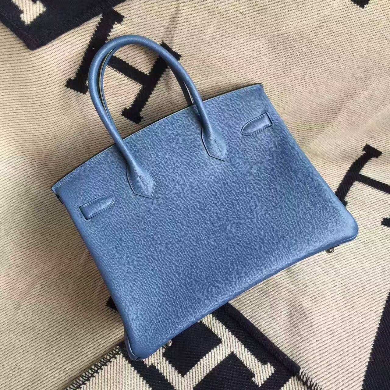 Sale Hermes Epsom Calfskin Leather Birkin Bag 30cm in R2 Agate Blue