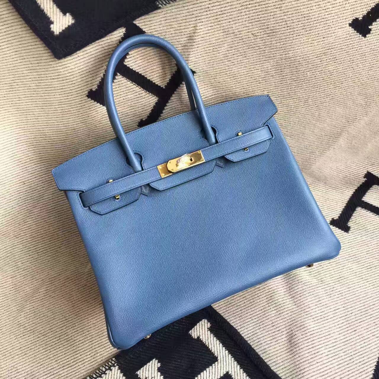 Sale Hermes Epsom Calfskin Leather Birkin Bag 30cm in R2 Agate Blue