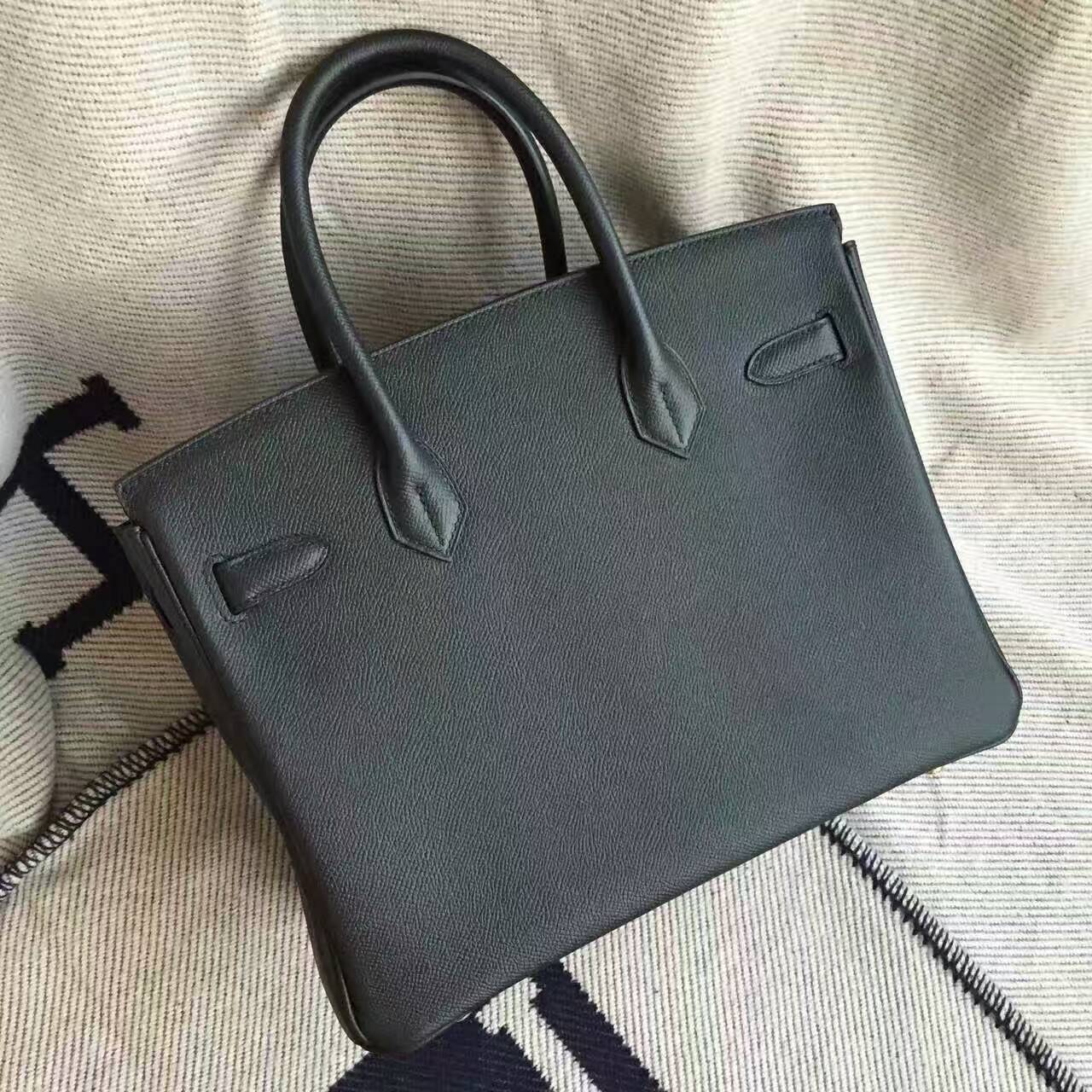 Hermes Classic Bag Hermes CK89 Black Epsom Leather Birkin Bag 30cm