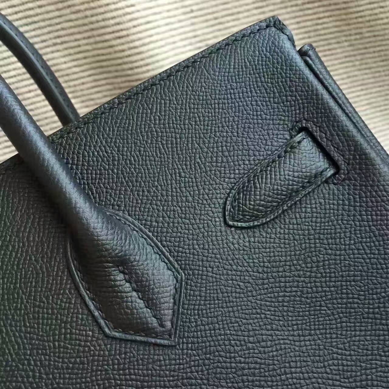 Hermes Classic Bag Hermes CK89 Black Epsom Leather Birkin Bag 30cm