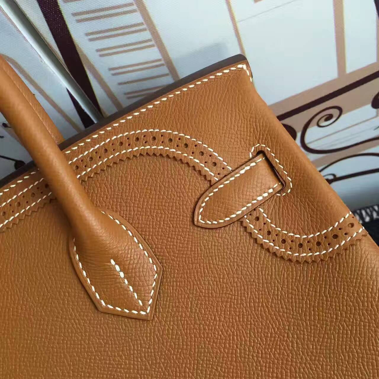 Luxury Hermes CK37 Gold Epsom Calfskin Leather Birkin30cm Handbag