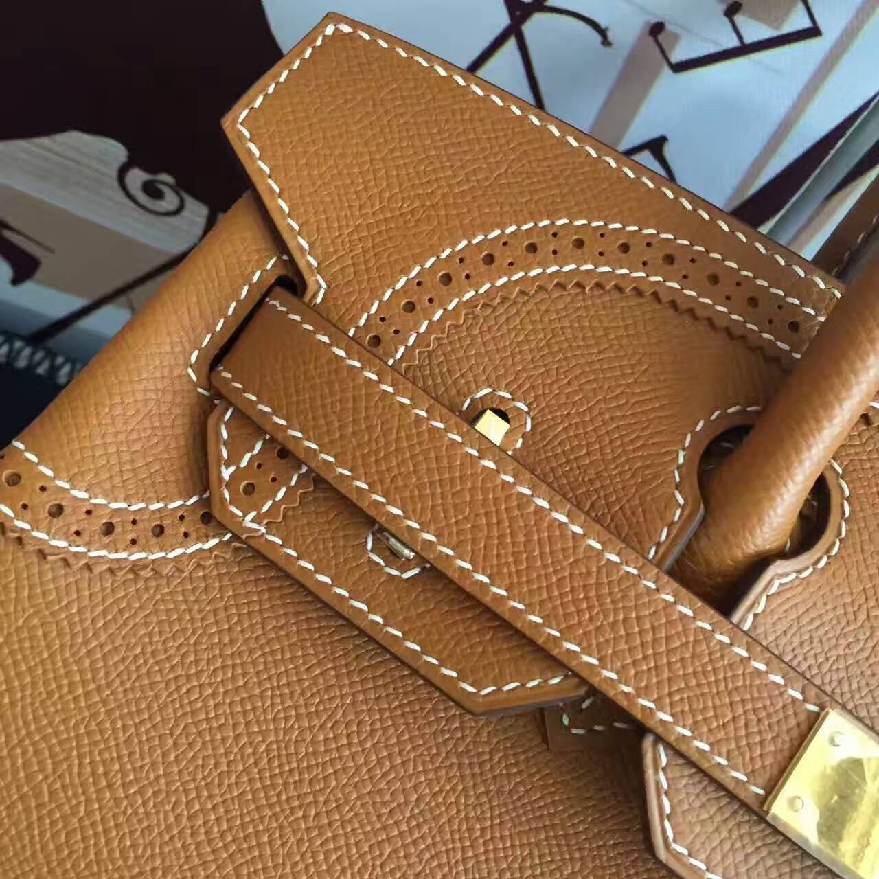 Luxury Hermes CK37 Gold Epsom Calfskin Leather Birkin30cm Handbag