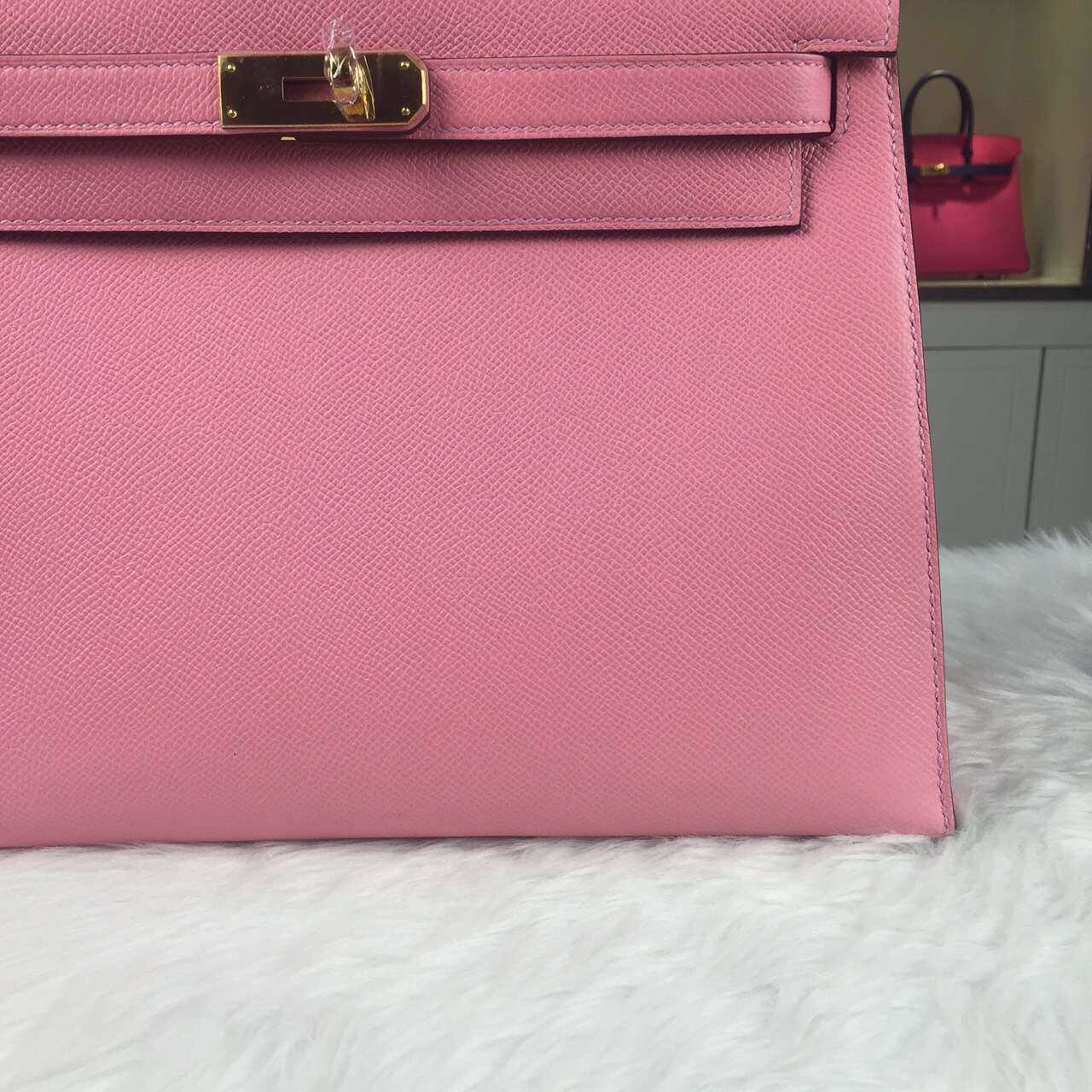 Noble Hermes Epsom Calfskin Leather Kelly28 in 1Q Rose Confetti