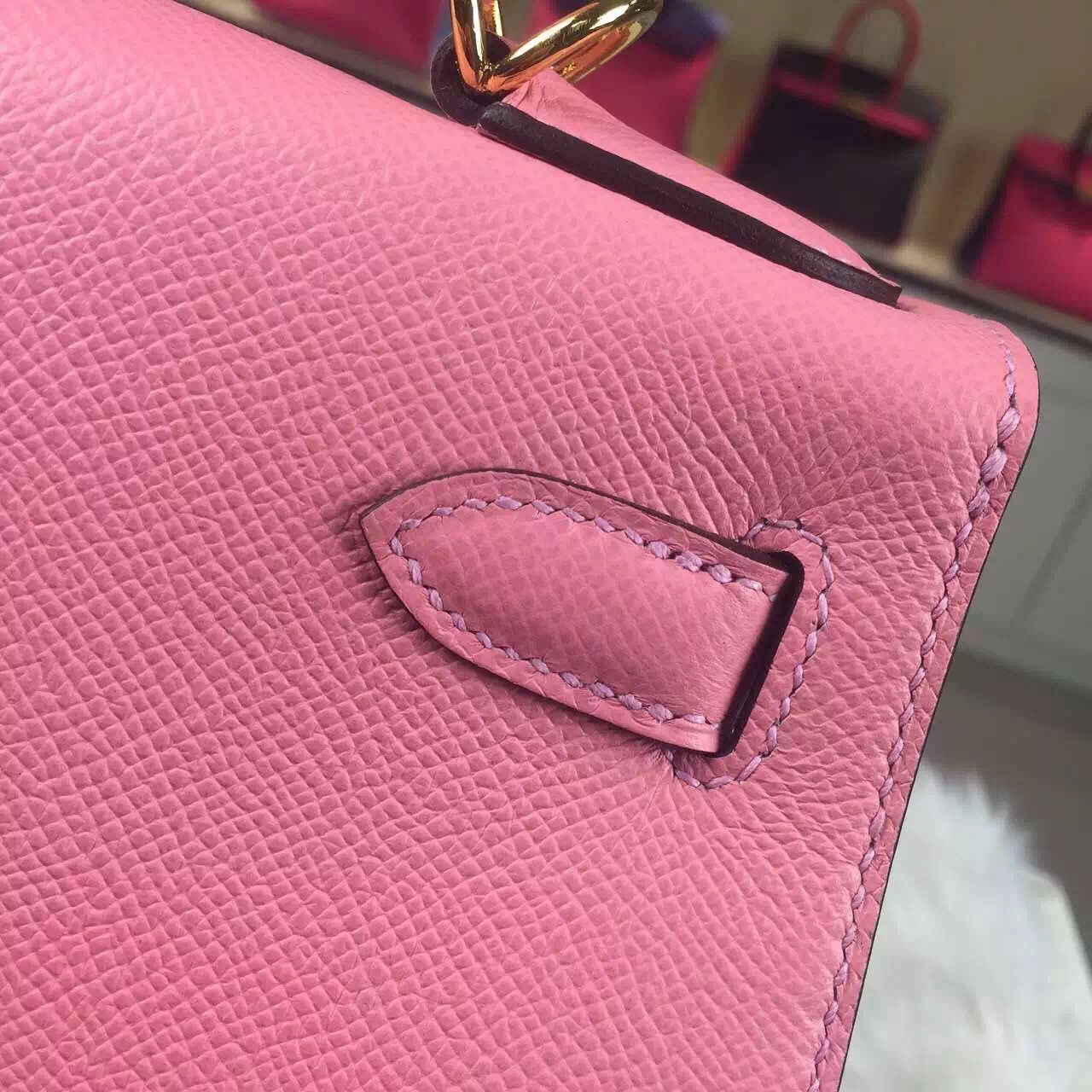 Noble Hermes Epsom Calfskin Leather Kelly28 in 1Q Rose Confetti